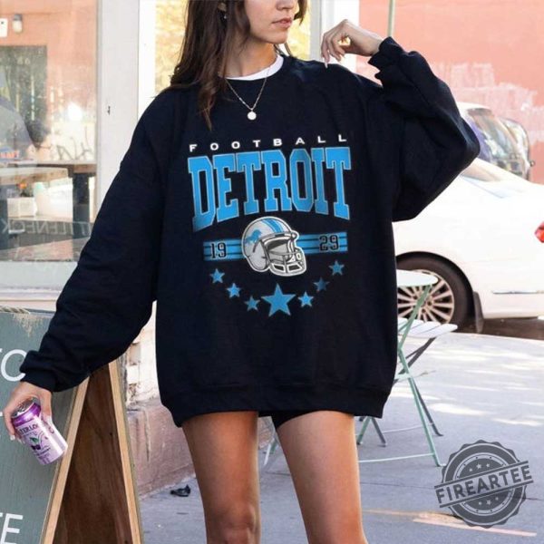 Vintage Style Football Detroit Shirt Sweatshirt Black Color