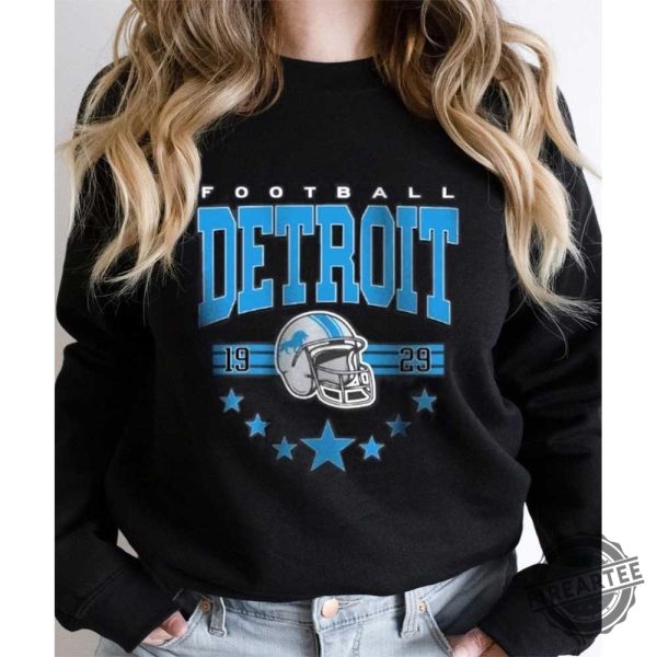 Vintage Style Football Detroit Shirt Sweatshirt Black Color