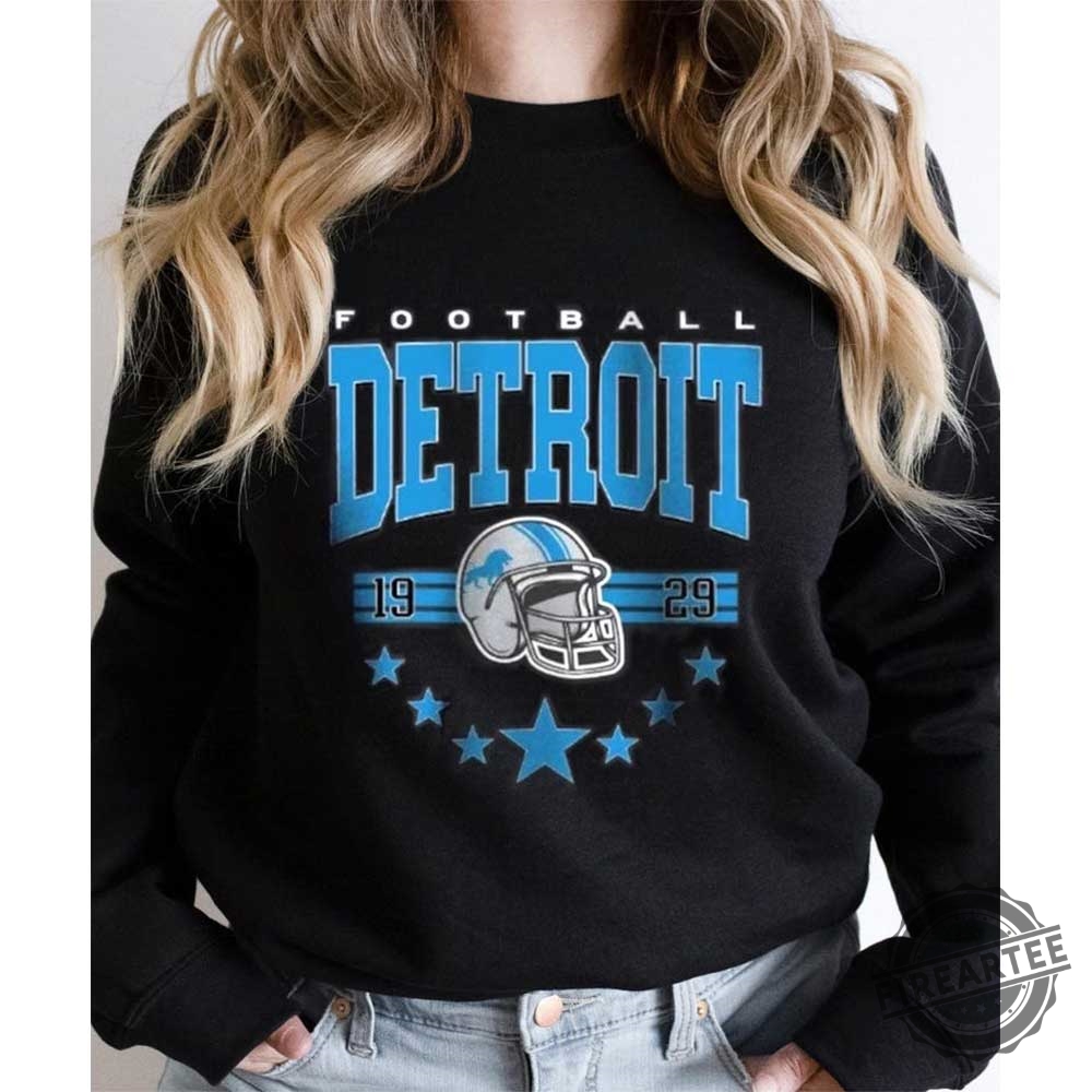 Vintage Style Football Detroit Shirt Sweatshirt Black Color 4 Vintage Style Foootball Detroit Shirt Sweatshirt Black Color