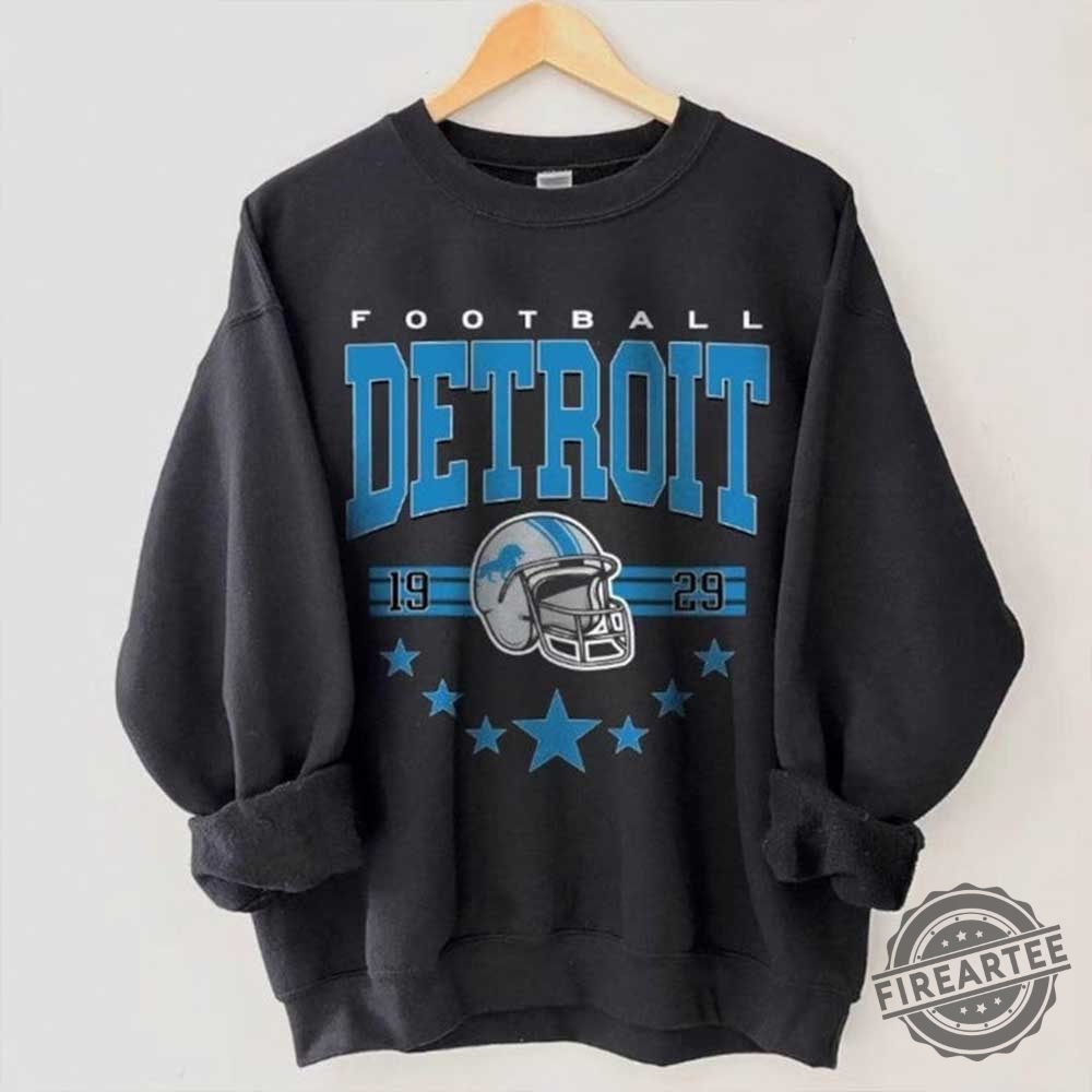 Vintage Style Football Detroit Shirt Sweatshirt Black Color 5 Vintage Style Foootball Detroit Shirt Sweatshirt Black Color