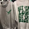 Football Philadelphia Eagles Sweatshirt 2 Sides Hit Em Low Hit Em High