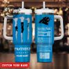 Custom Name Carolina Panthers NFL Energy Nutrition Facts 40oz Tumbler With Handle