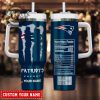 New England Patriots NFL Energy Nutrition Facts Tumbler Custom Name