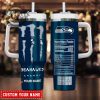 Seattle Seahawks NFL Energy Nutrition Facts 40oz Tumbler Custom Name