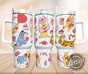 Winnie The Pooh Valentine 40Oz Tumbler With Handle Adorable Gift Idea fireartee 1 1