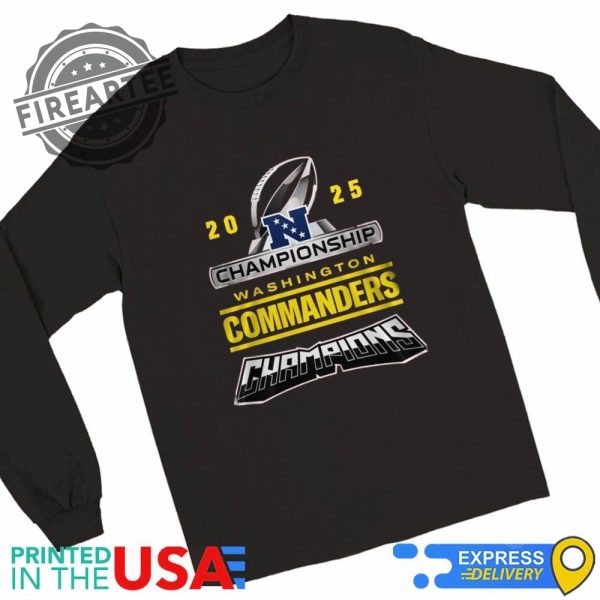 Washington Commanders Nfc 2025 Champions On The Hunt For Victory Shirt fireartee 1 3