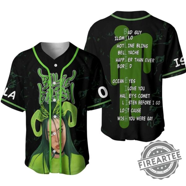 Personalized Billie Eilish Baseball Jersey fireartee 1