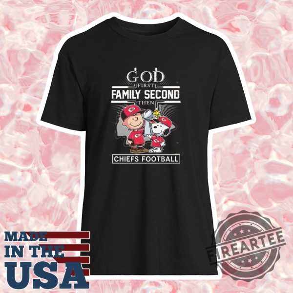 Peanuts X God First Family Second Then Kansas City Chiefs 2025 Shirt