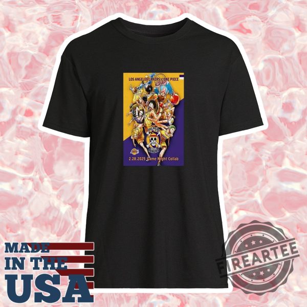 One Piece X Los Angeles Lakers Feb 28 2025 Game Night Collab Shirt
