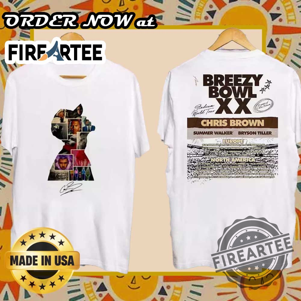 Chris Brown Breezy Bowl Xx Tour 2025 Tshirt 2 Sides Concert Fan Shirt