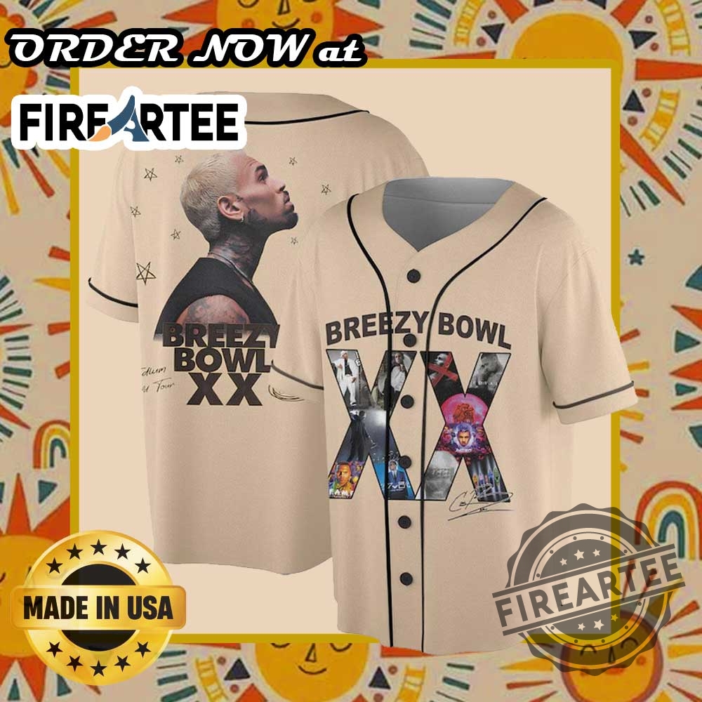 Chris Brown Tour Jersey 2025 Breezy Bowl Xx Concert Baseball Jersey