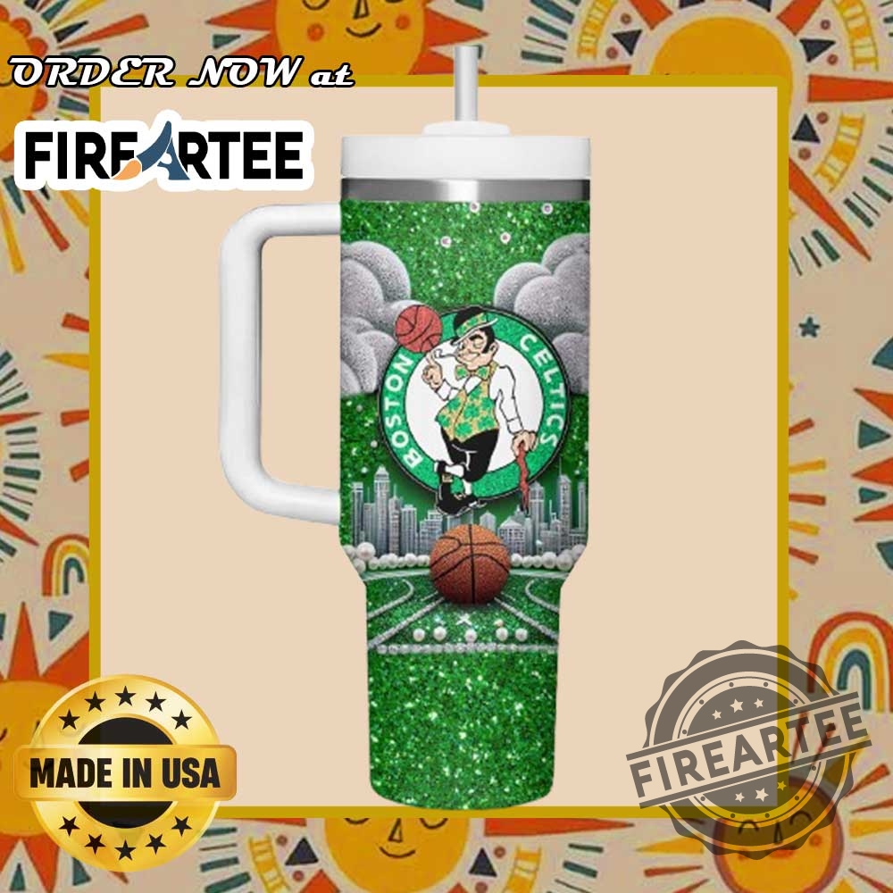Boston Celtics Glitter Green Tumbler Shamrock Logo And Basketball Fan Cup 4 Boston Celtics Glitter Green Tumbler – Shamrock Logo and Basketball Fan Cup