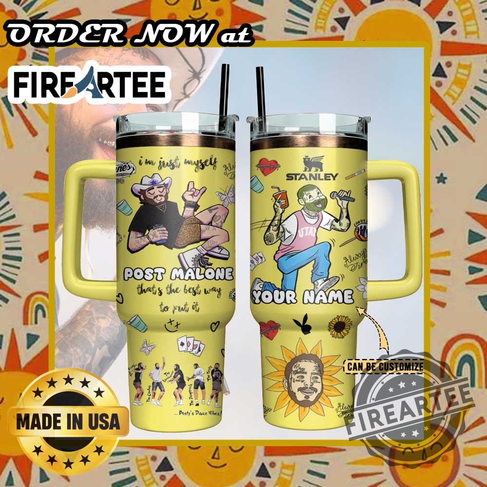 Customizable Post Malone Cartoonthemed Stanley Tumbler Bright Yellow Iconic Artwork Personalized Name Trendy Collectible For Fans 5 Customizable Post Malone Cartoon-Themed Stanley Tumbler - Bright Yellow, Iconic Artwork, Personalized Name - Trendy Collectible for Fans
