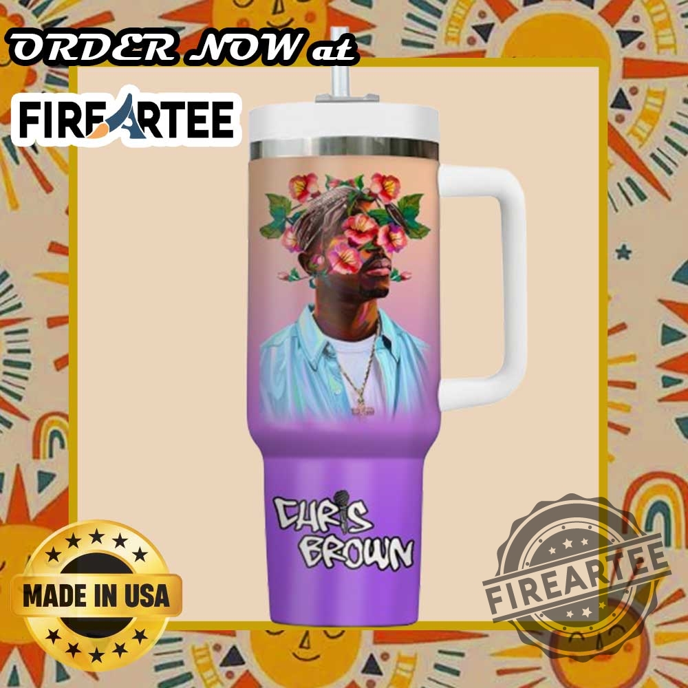 Personalized Chris Brown Floral Tumbler Custom Breezy Design With Floral Headgear 5 Personalized Chris Brown Floral Tumbler – Custom Breezy Design with Floral Headgear