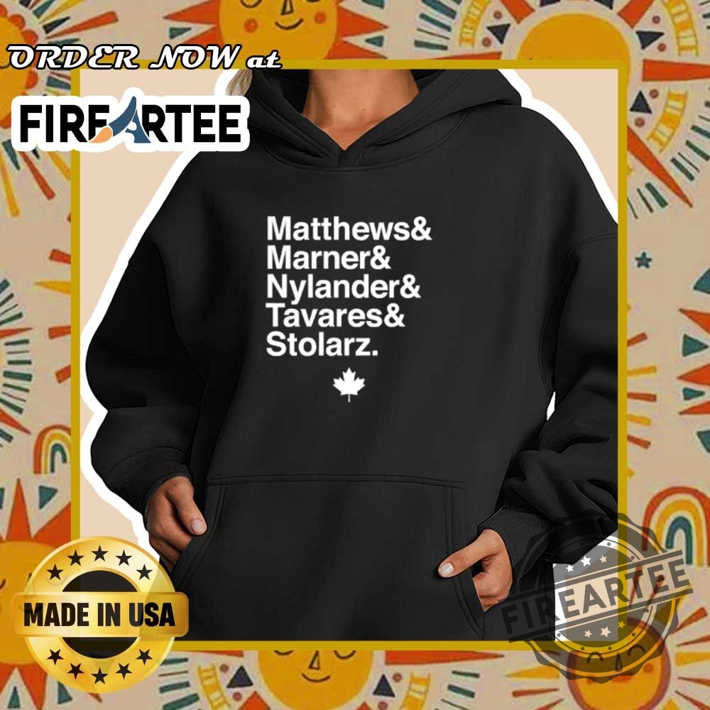 Toronto Maple Leafs Hockey Matthews And Marner And Nylander And Tavares And Stolarz Shirt 5 Toronto Maple Leafs Hockey Matthews and Marner and Nylander and Tavares and Stolarz shirt