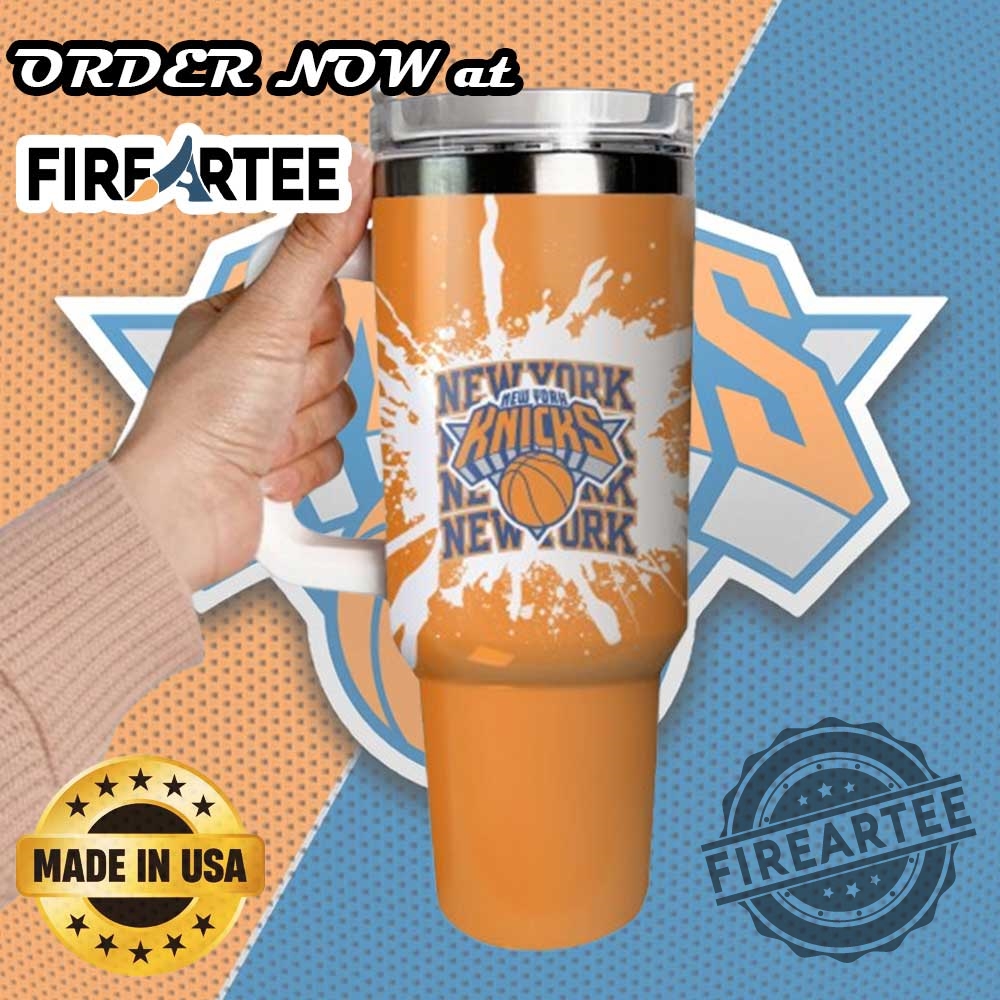 New York Knicks Nba Orange Splash Tumbler Custom Basketball Fan Cup With Team Logo 4 New York Knicks NBA Orange Splash Tumbler – Custom Basketball Fan Cup with Team Logo