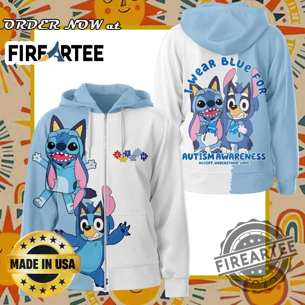 "Unique Character Apparel: Autism, Star Wars, Lakers, Hello Kitty Collection" 2 Bluey Autism Awareness Hoodie Wear Blue For Autism Awareness Support