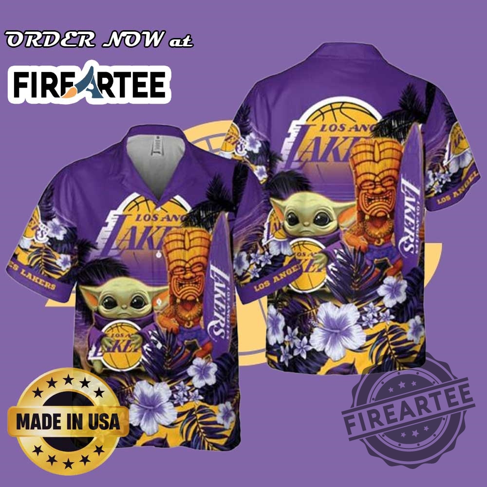 "Unique Character Apparel: Autism, Star Wars, Lakers, Hello Kitty Collection" 4 Los Angeles Lakers Hibiscus Flower Baby Yoda Hawaiian Shirt Nba X Star Wars Collection
