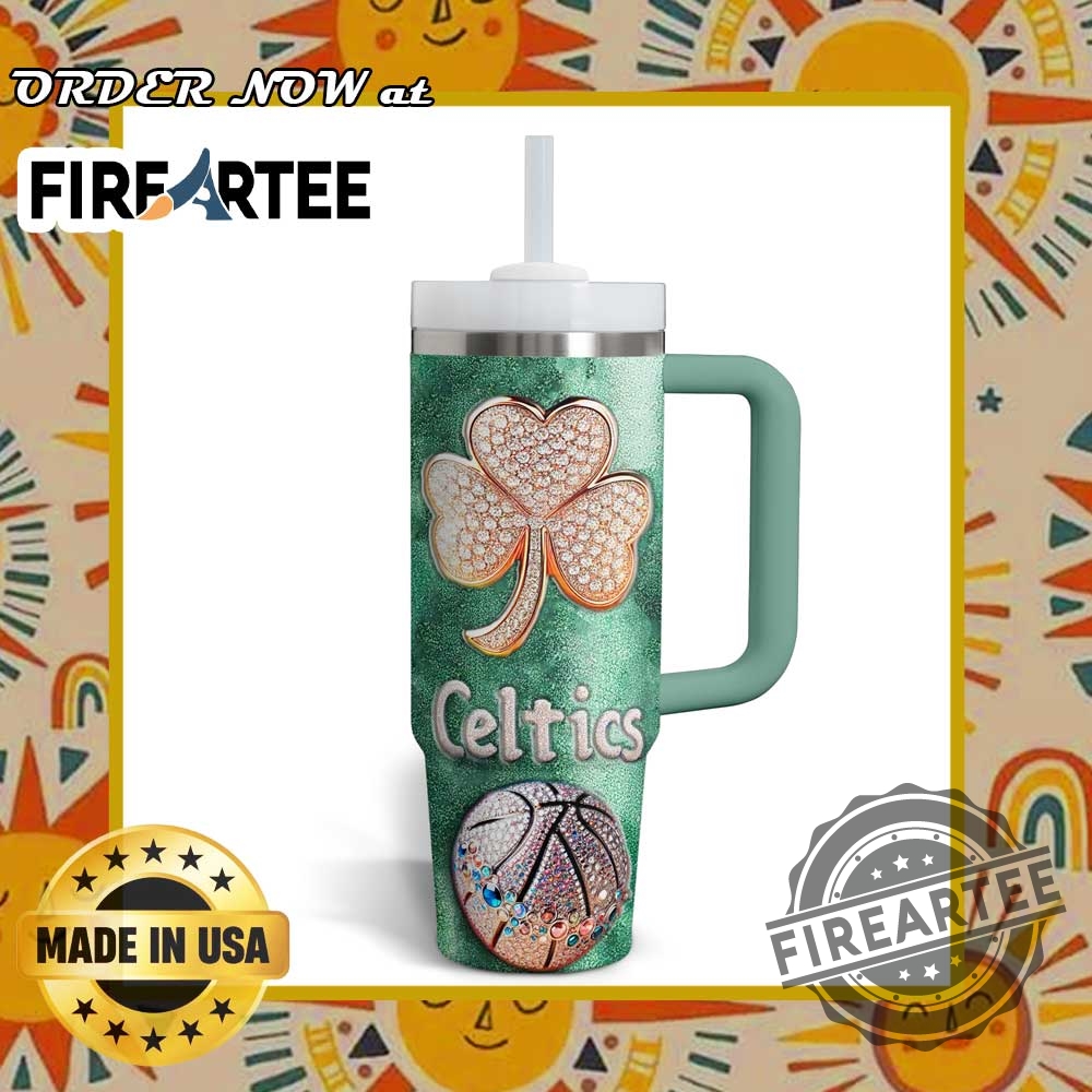 Boston Celtics Diamond Shamrock Tumbler Rise Together Glitter Cup With Handle For Basketball Fans 5 Boston Celtics Diamond Shamrock Tumbler – Rise Together Glitter Cup With Handle for Basketball Fans