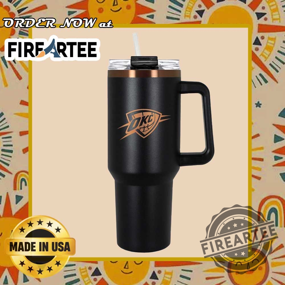 Official Oklahoma City Thunder Insulated Mug Matte Black Nba Tumbler With Handle 3 Official Oklahoma City Thunder Insulated Mug – Matte Black NBA Tumbler With Handle