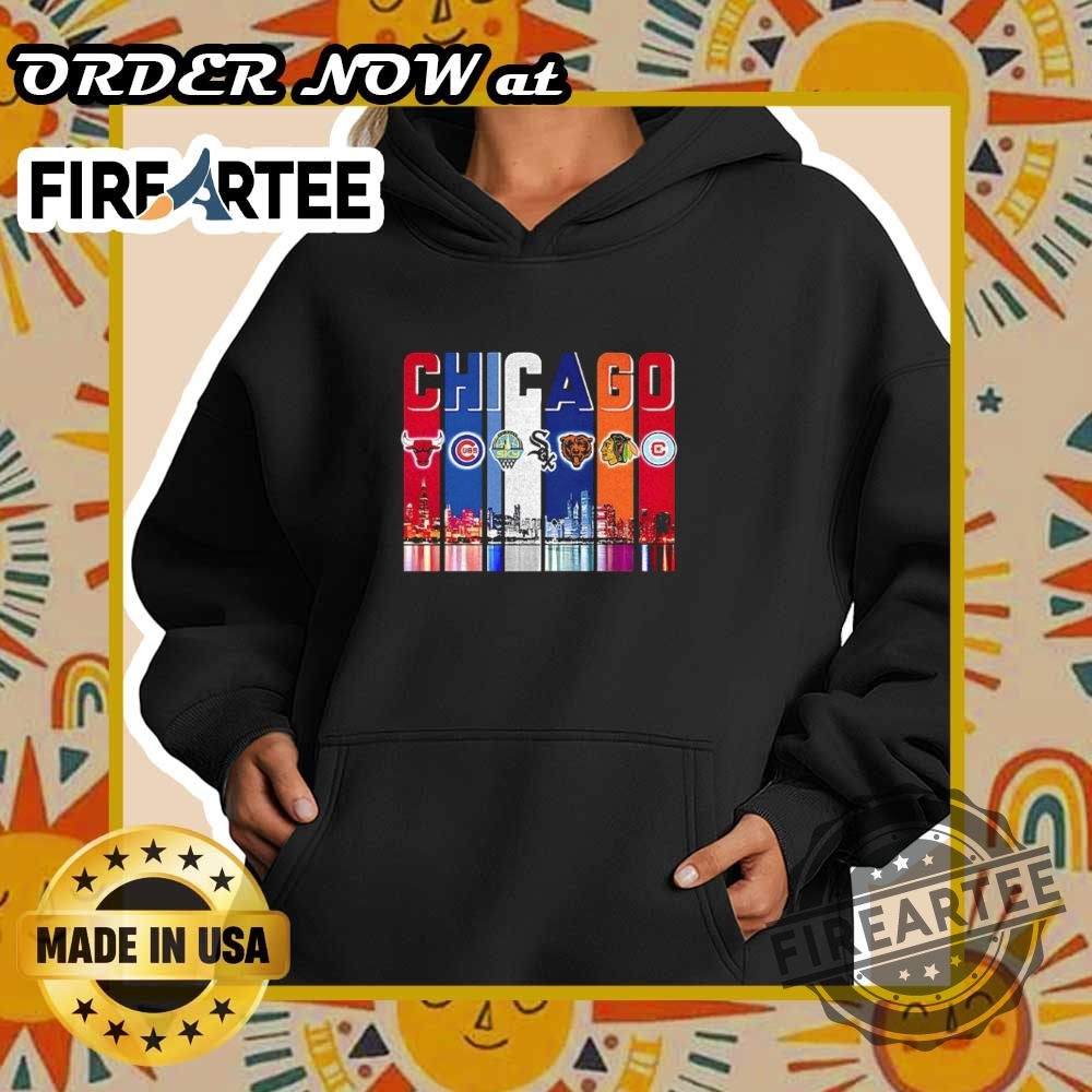 Chicago Sports Teams Collage Skyline Shirt 5 Chicago sports teams collage skyline shirt