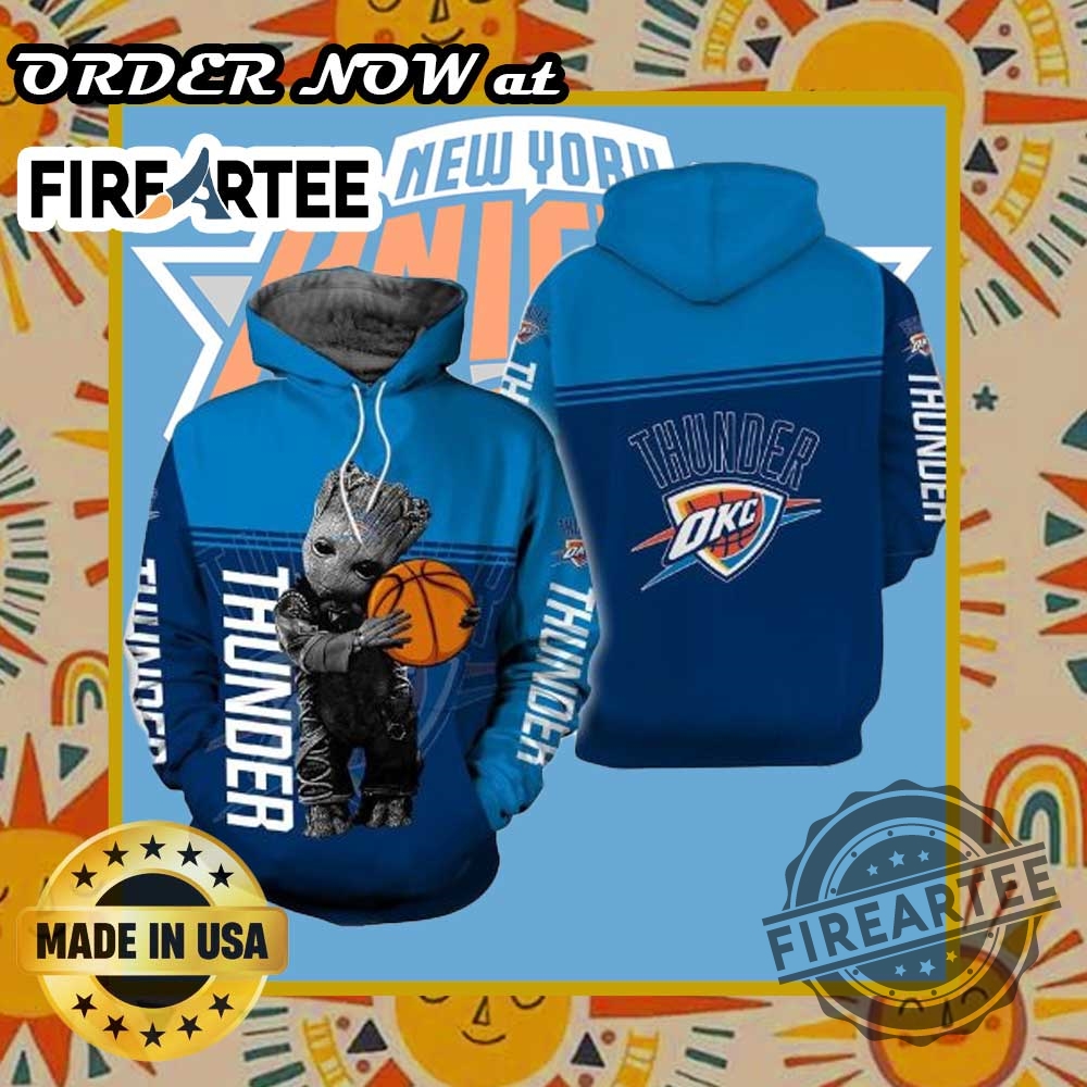 Nba Oklahoma City Thunder Blue Baby Groot Pullover Hoodie