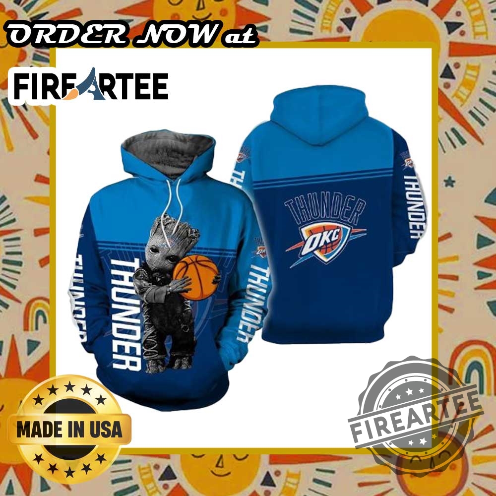 Nba Oklahoma City Thunder Blue Baby Groot Pullover Hoodie 3 NBA Oklahoma City Thunder Blue Baby Groot Pullover Hoodie