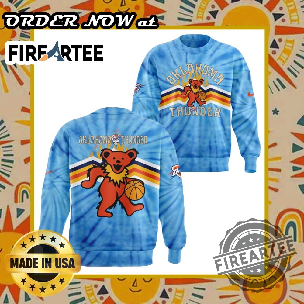 Oklahoma City Thunder X Grateful Dead Night Special Blue Sweatshirt 5 Oklahoma City Thunder x Grateful Dead Night Special Blue Sweatshirt