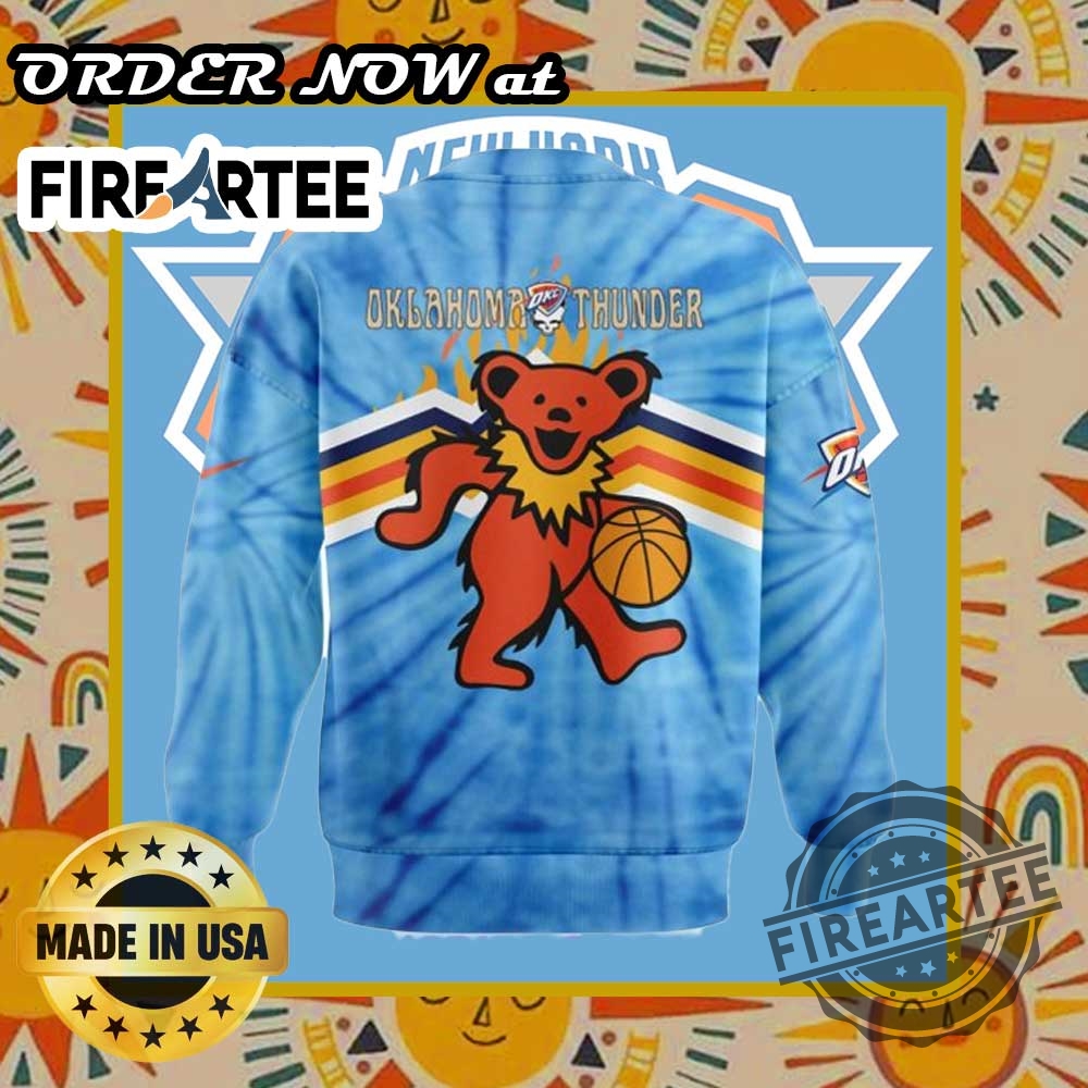 Oklahoma City Thunder X Grateful Dead Night Special Blue Sweatshirt 6 Oklahoma City Thunder x Grateful Dead Night Special Blue Sweatshirt