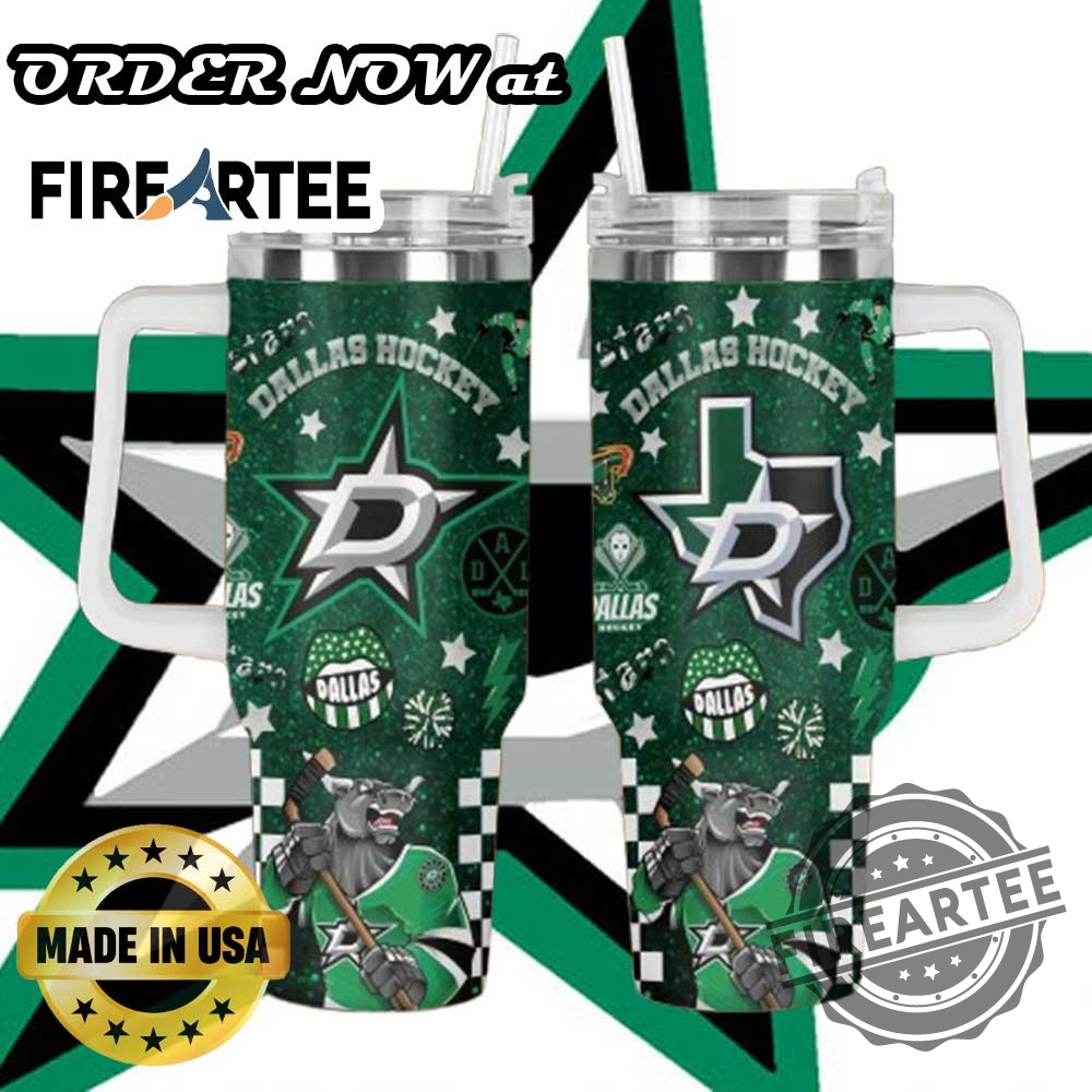 Dallas Stars Hockey Tumbler 40Oz Green Nhl Fan Cup Funny Mascot