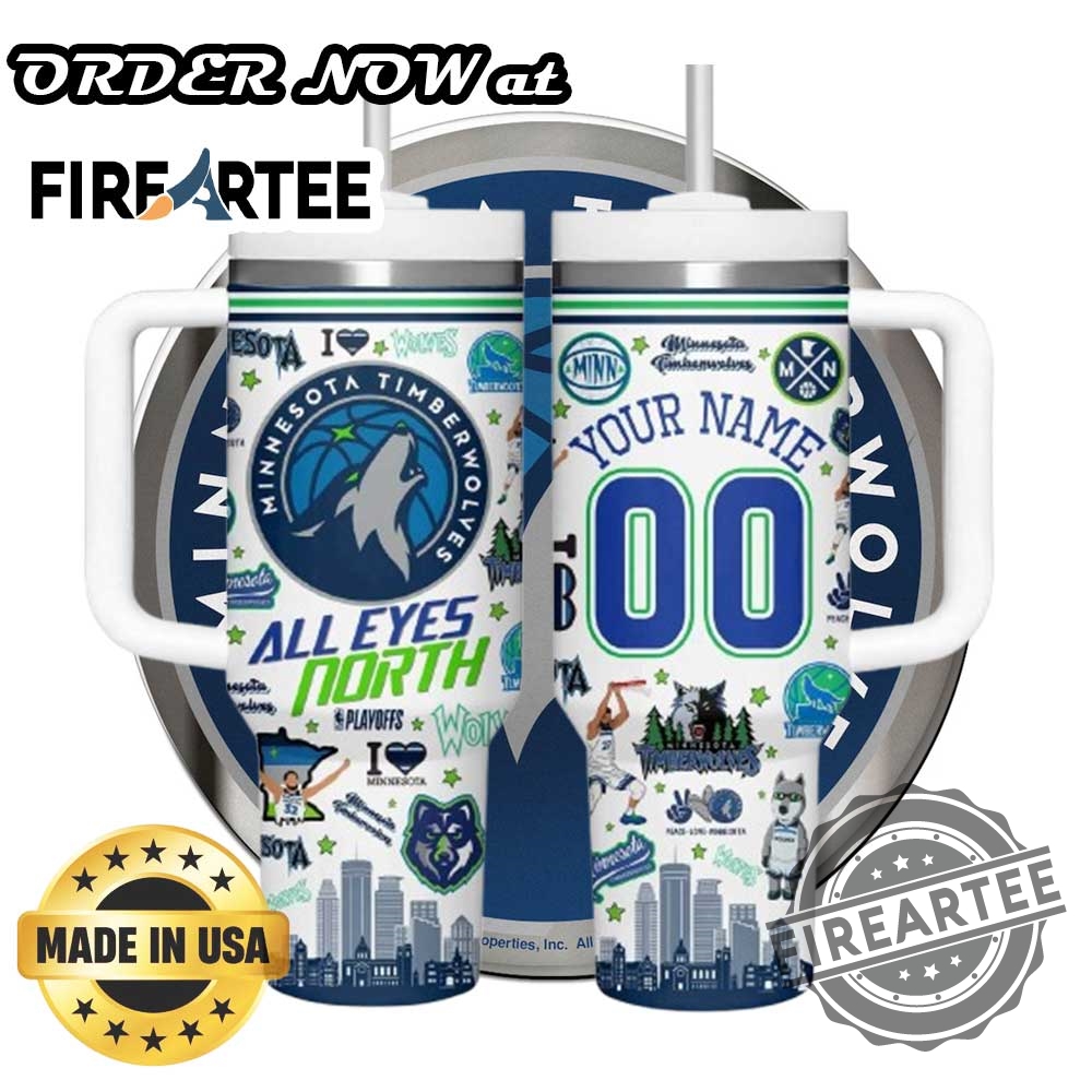 Custom Minnesota Timberwolves Tumbler White Color With Handle All Eyes North Playoff Design With Name And Number 5 Custom Minnesota Timberwolves Tumbler White Color with Handle – All Eyes North Playoff Design with Name and Number
