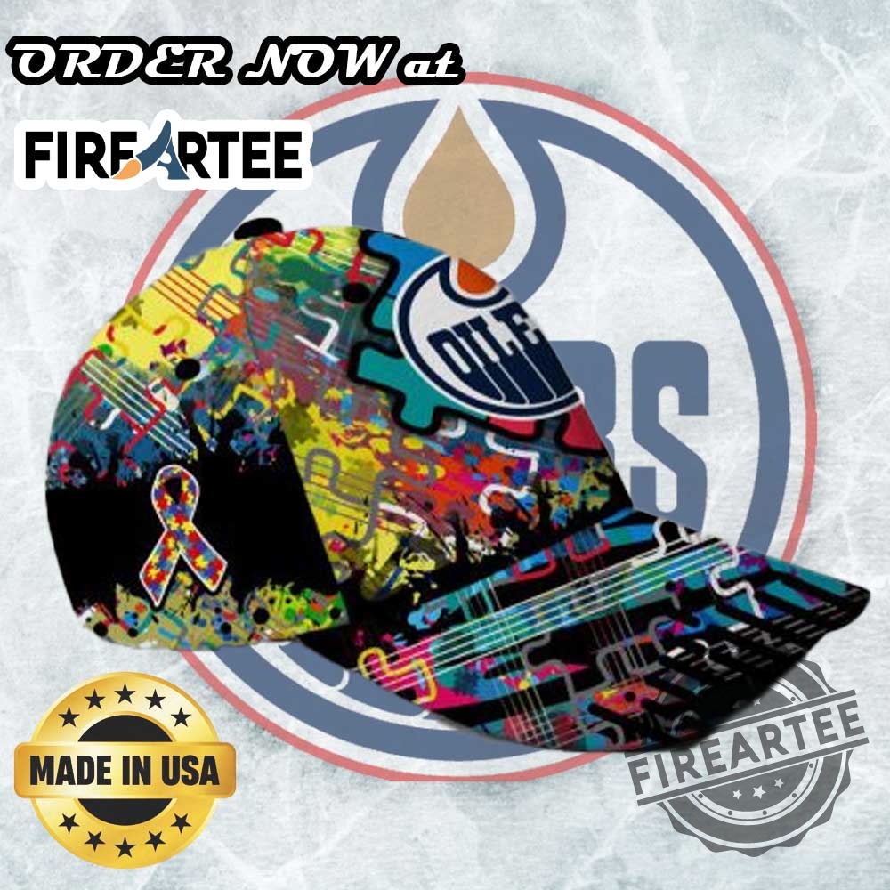 Nhl Edmonton Oilers Custom Name Autism Awareness Concept Classic Cap 6 NHL Edmonton Oilers Custom Name Autism Awareness Concept Classic Cap