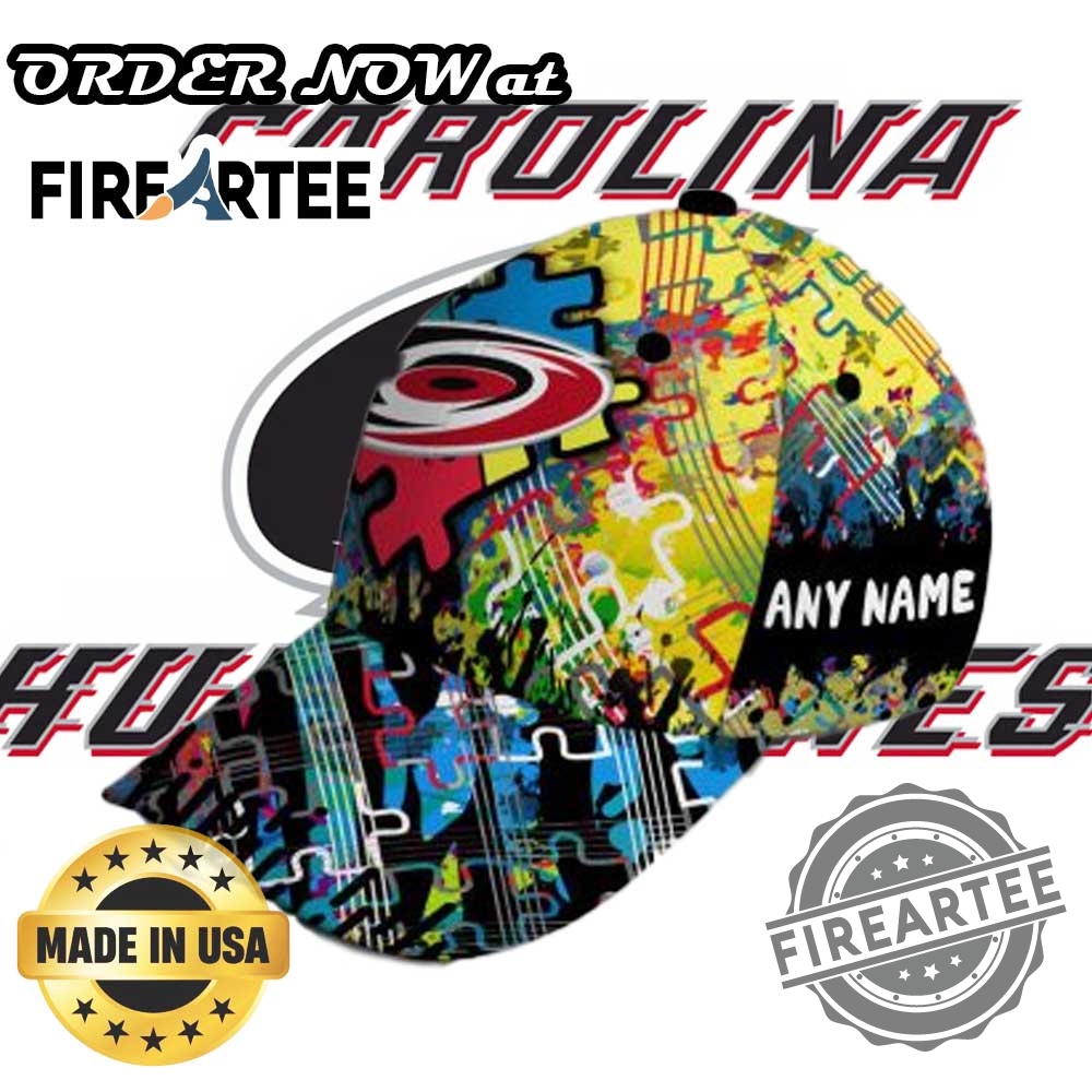Nhl Carolina Hurricanes Custom Name Autism Awareness Concept Classic Cap