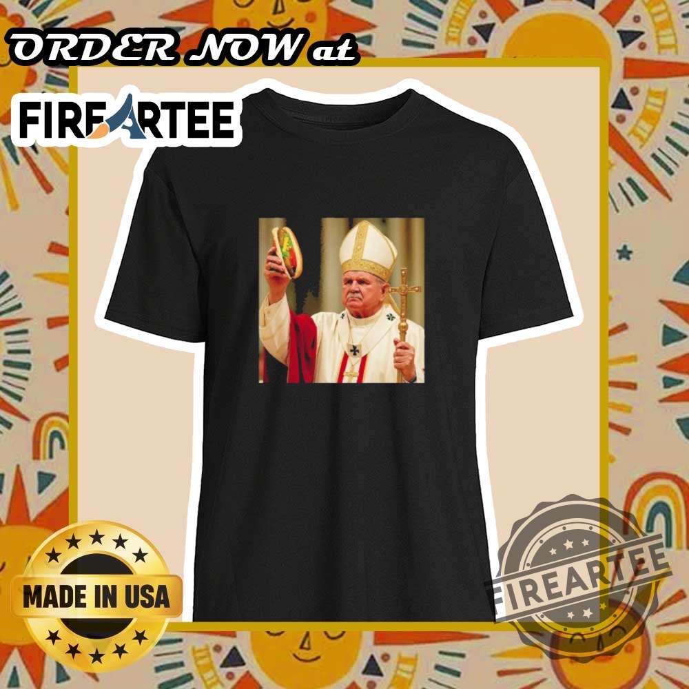 Pope Leo Xiv Holding Chicago Hot Dog Shirt