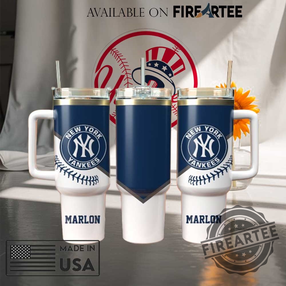 Personalized New York Yankees Stanley Style Tumbler With Handle Custom Name 40Oz Travel Mug 5 Personalized New York Yankees Stanley Style Tumbler With Handle – Custom Name 40oz Travel Mug