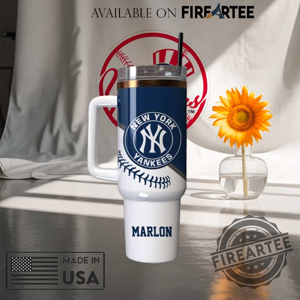 Personalized New York Yankees Stanley Style Tumbler With Handle Custom Name 40Oz Travel Mug 7 Personalized New York Yankees Stanley Style Tumbler With Handle – Custom Name 40oz Travel Mug