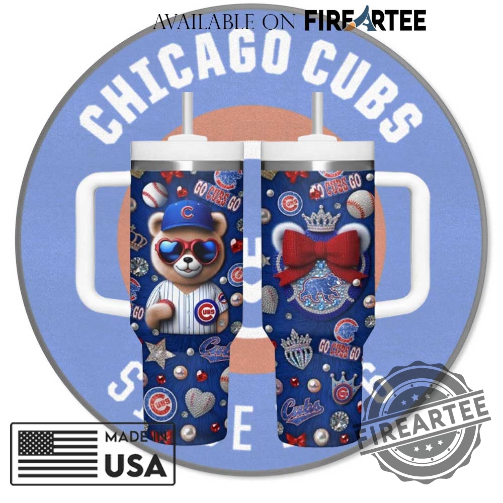 "Top Personalized MLB Tumblers: Yankees and Cubs Fan Must-Haves" 6 Cute Chicago Cubs Bear Tumbler With Handle 40Oz Glitter Baseball Fan Mug