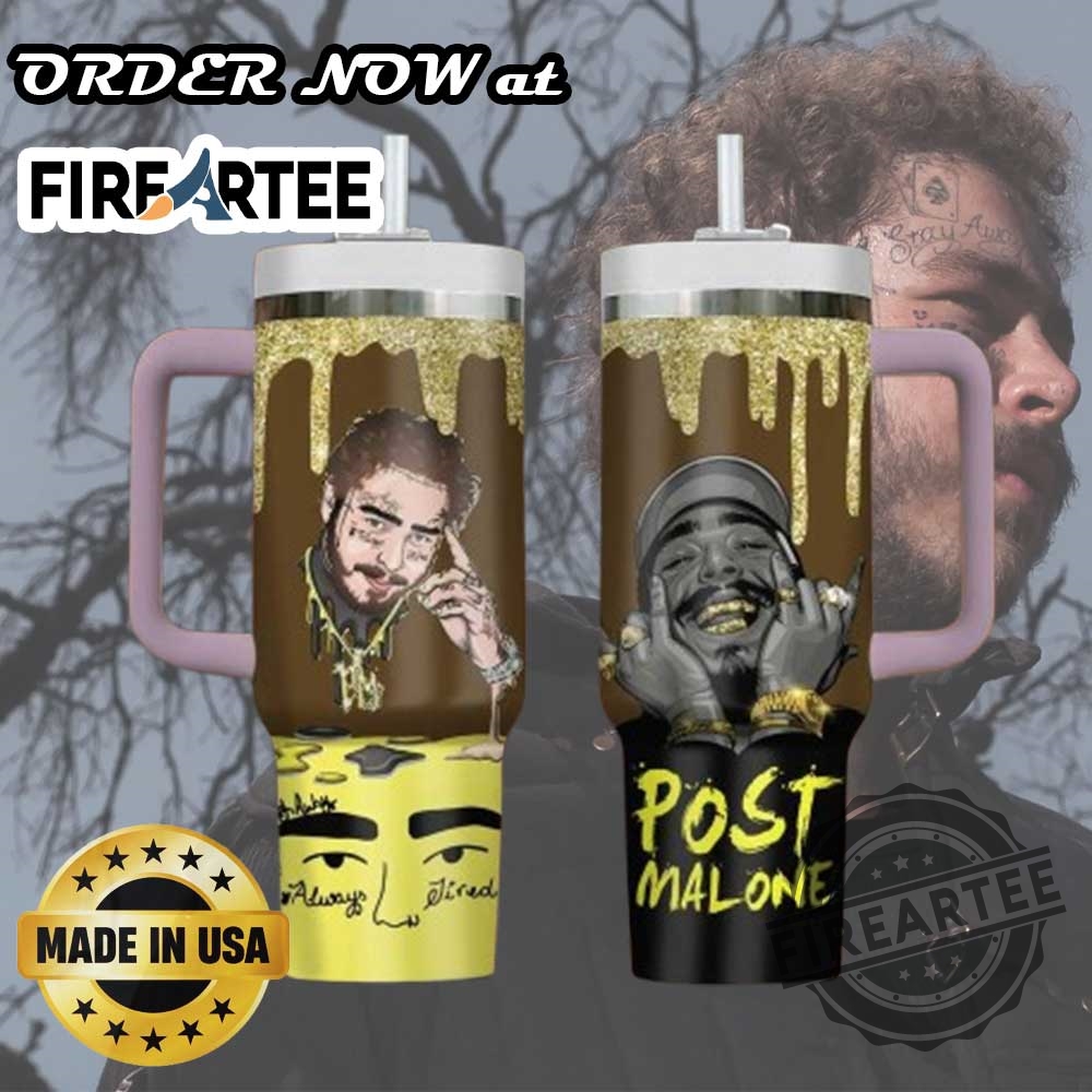 "Must-Have Tumblers: Post Malone, Beyoncé, Ed Sheeran Fan Cups" 3 Post Malone Glitter Drip Tumbler With Handle Rap Portrait Fan Cup