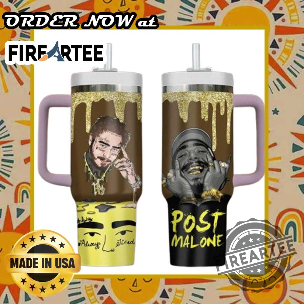 Post Malone Glitter Drip Tumbler With Handle Rap Portrait Fan Cup 3 Post Malone Glitter Drip Tumbler With Handle – Rap Portrait Fan Cup