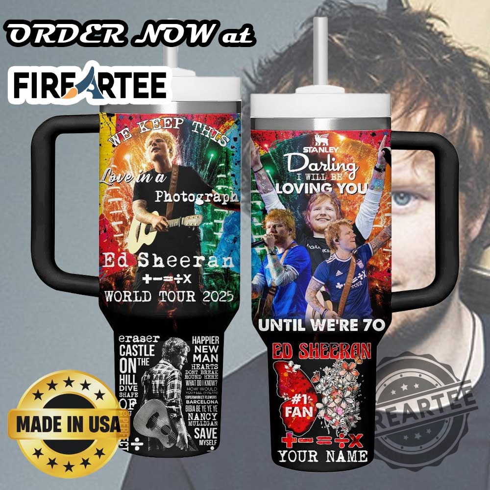 "Must-Have Tumblers: Post Malone, Beyoncé, Ed Sheeran Fan Cups" 6 Ed Sheeran World Tour 2025 Tumbler With Handle Personalized Fan Gift Cup