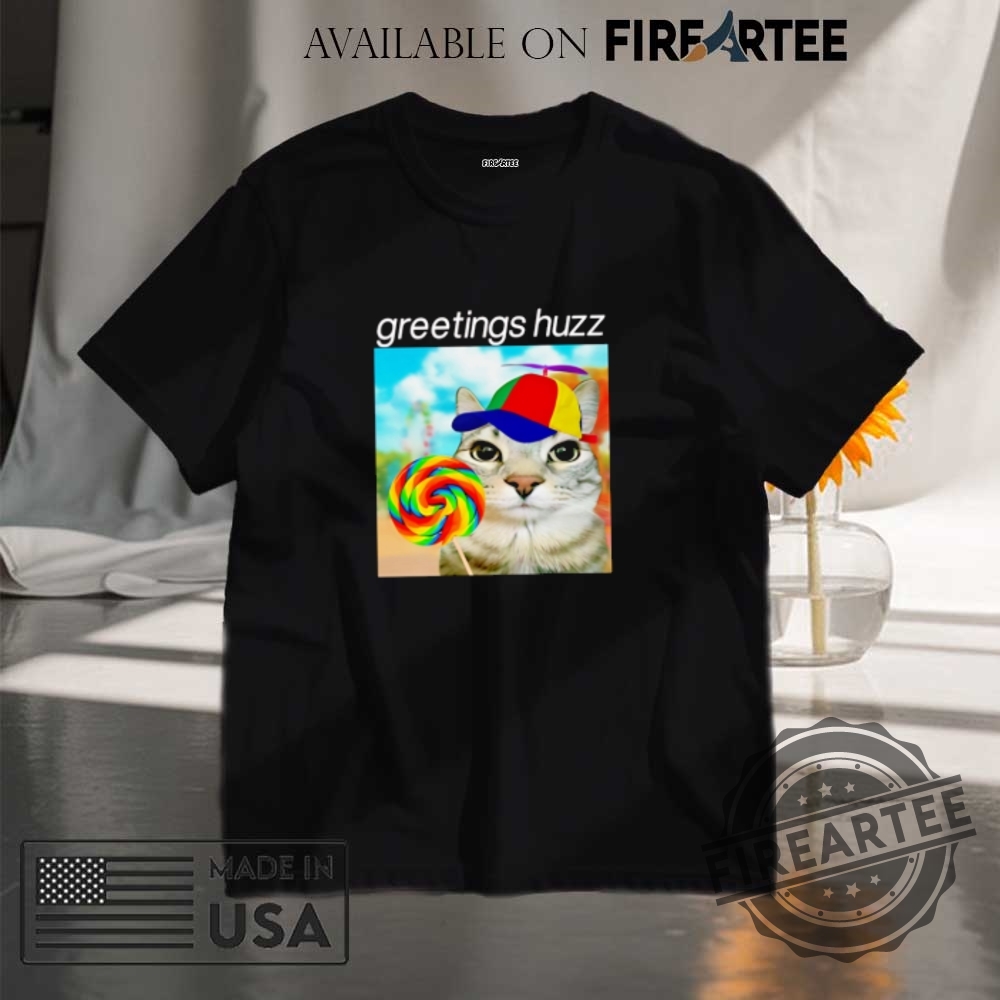 "Exclusive Band T-Shirts: Vinnum Sabbathi, Stray Kids, and More" 14 Lorazier Greetings Huzz Cat Shirt