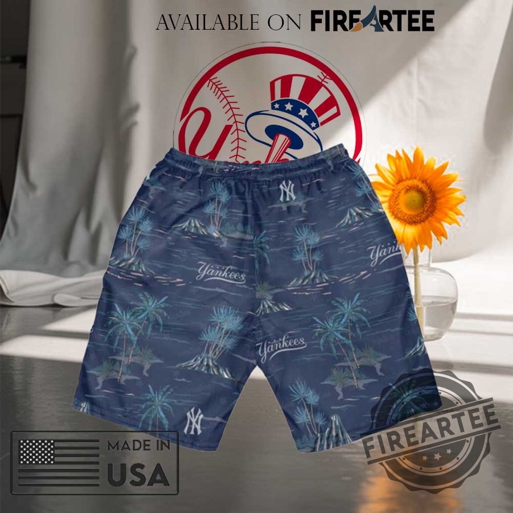 New York Yankees Summer Island Hawaiian Shirt Short 7 New York Yankees Summer Island Hawaiian Shirt Short
