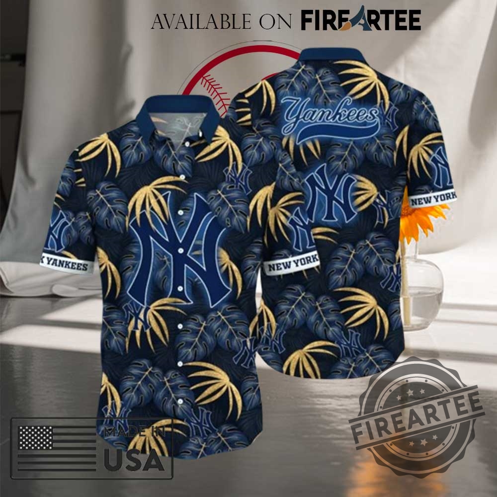 "Top 5 New York Yankees and Mets Hawaiian Shirts for Summer" 5 New York Yankees Midnight Palm Hawaiian Shirt