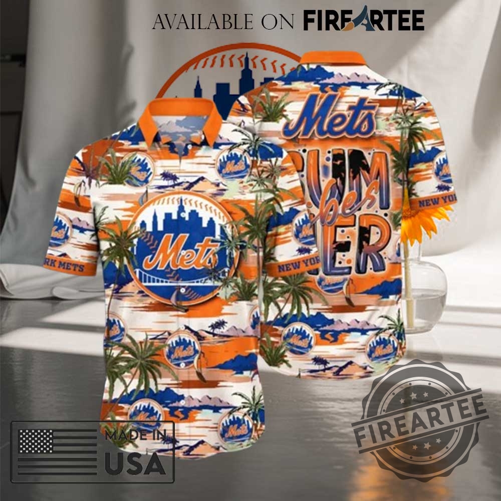 "Top 5 New York Yankees and Mets Hawaiian Shirts for Summer" 9 New York Mets Summer Vibers Hawaiian Shirt