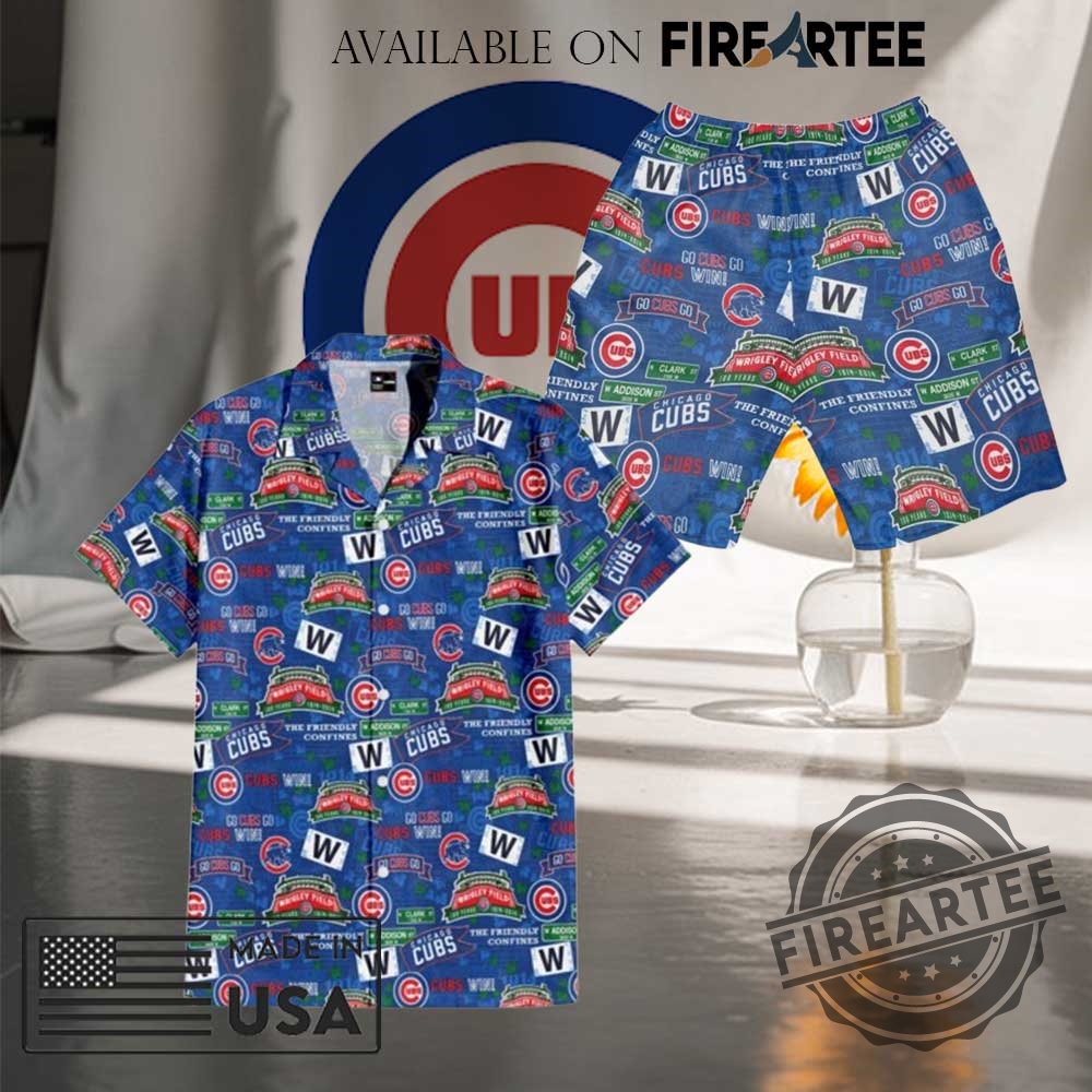 "Top 5 New York Yankees and Mets Hawaiian Shirts for Summer" 11 Chicago Cubs Wrigley Field Hawaiian Shirt Short