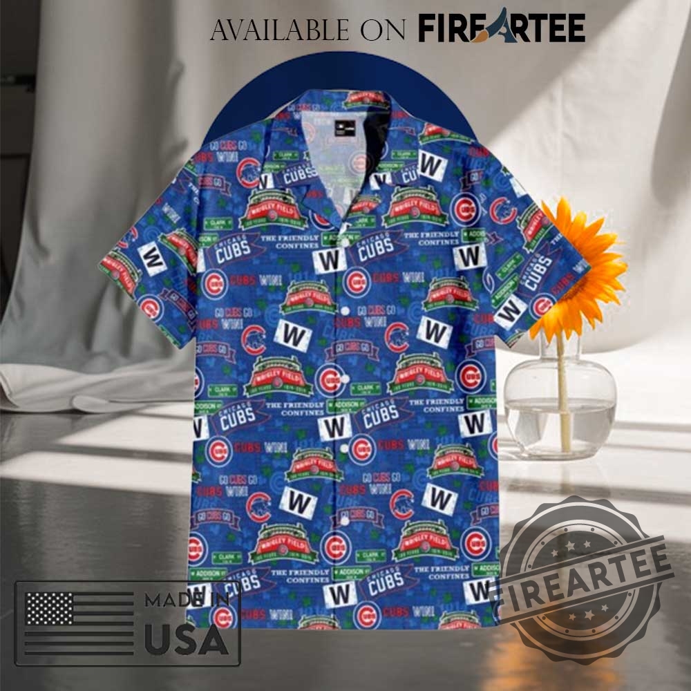 Chicago Cubs Wrigley Field Hawaiian Shirt Short 5 Chicago Cubs Wrigley Field Hawaiian Shirt Short
