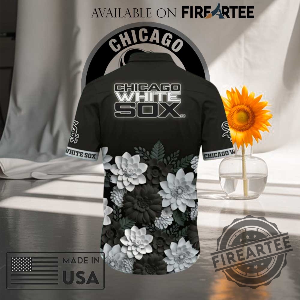 Chicago White Sox Floral Hawaiian Shirt Black And White Tropical Buttonup For Baseball Fans 5 Chicago White Sox Floral Hawaiian Shirt – Black and White Tropical Button-Up for Baseball Fans