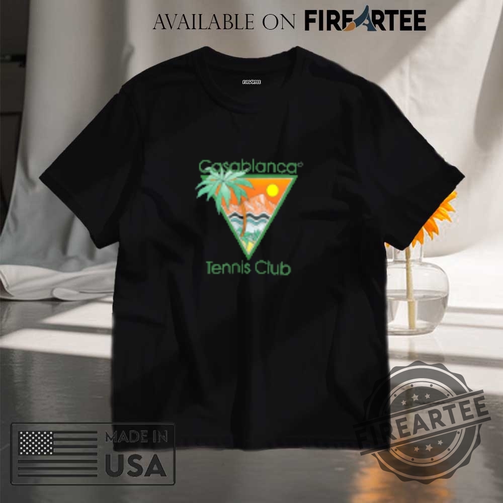 "Stylish Casablanca Graphic Tees & Controversial Trump Supporter Shirt Showcase" 4 Casablanca Tennis Club Tshirt Retro Tropical Triangle Graphic Tee For Sporty Summer Vibes