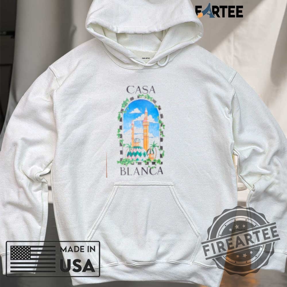 Casablanca Arch Window Tshirt Scenic City View Graphic Tee With Ivy Border And Mosque Print 6 Casablanca Arch Window T-Shirt – Scenic City View Graphic Tee with Ivy Border and Mosque Print