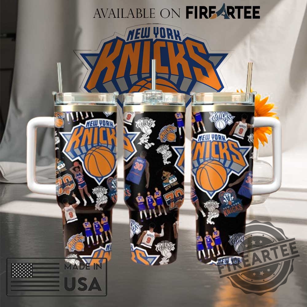 New York Knicks Basketball 40 Oz Tumbler Black Nba Player Collage Cup
